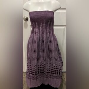Lapis Purple Strapless Midi Dress